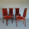 Set of 4 French Art Deco Mahogany Dining Chairs by Gaston Poisson