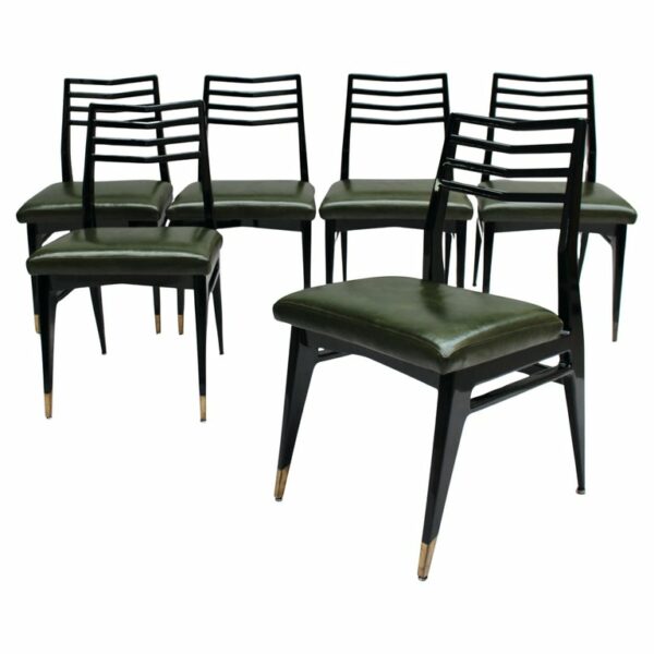 Set of 6 Fine French 1950s Dining Chairs by Raphael