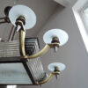 Fine French Art Deco Brass and Glass Chandelier by Petitot