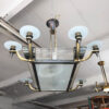 Fine French Art Deco Brass and Glass Chandelier by Petitot