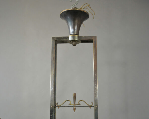 Fine French Art Deco Brass and Glass Chandelier by Petitot - Image 6