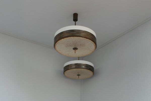 2 fine French 1960s Dallux, Metal and Perspex Pendants - Image 3