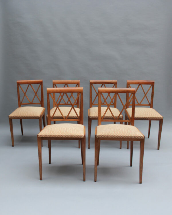 Set of 6 Fine French 1950s Walnut Dining Chairs - Image 15