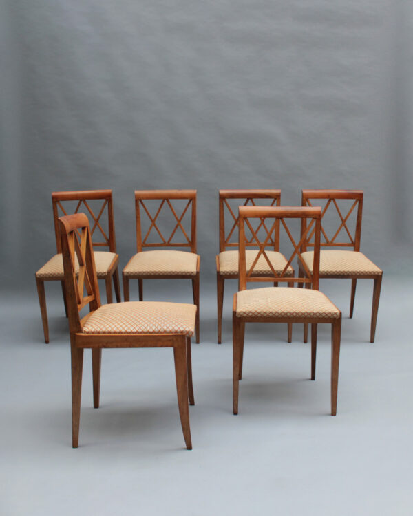 Set of 6 Fine French 1950s Walnut Dining Chairs - Image 2