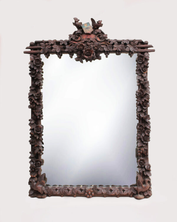 A Large 1880s Hand Carved Black Forest Mirror - Image 2