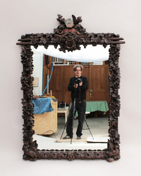 A Large 1880s Hand Carved Black Forest Mirror - Image 3