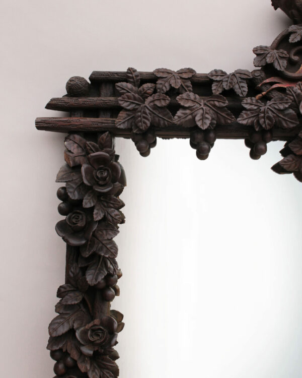 A Large 1880s Hand Carved Black Forest Mirror - Image 7