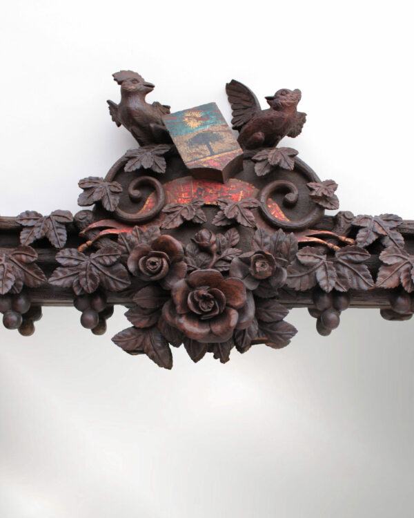 A Large 1880s Hand Carved Black Forest Mirror - Image 8