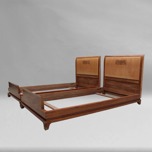 2 Fine French 1940s Bed Frames by Jean Pascaud - Image 3