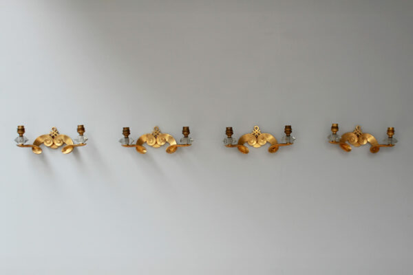 Set of 4 Fine French 1950s Gilded Bronze Wall Lights by Jules Leleu - Image 2