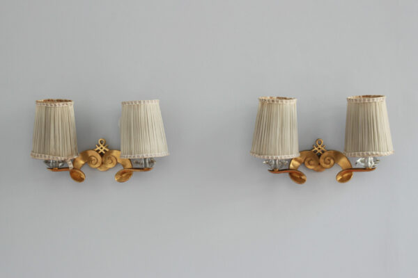 Set of 4 Fine French 1950s Gilded Bronze Wall Lights by Jules Leleu - Image 4