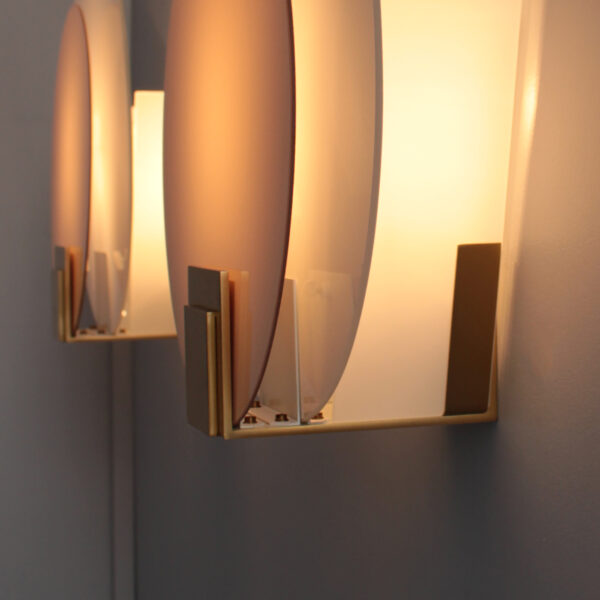 A Pair of Fine French Art Deco White and Pink Glass Wall Lights by Jean Perzel - Image 9