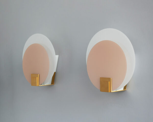 A Pair of Fine French Art Deco White and Pink Glass Wall Lights by Jean Perzel - Image 6