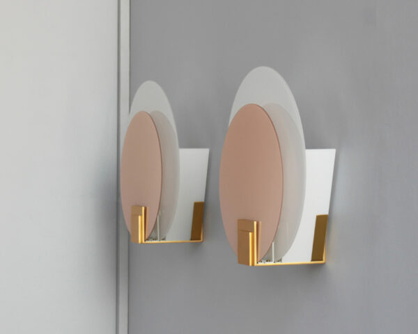 A Pair of Fine French Art Deco White and Pink Glass Wall Lights by Jean Perzel - Image 7