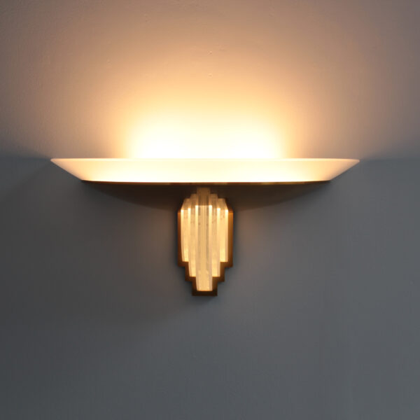 A Fine French Art Deco Bronze and Cut Glass Sconce by Perzel - Image 5