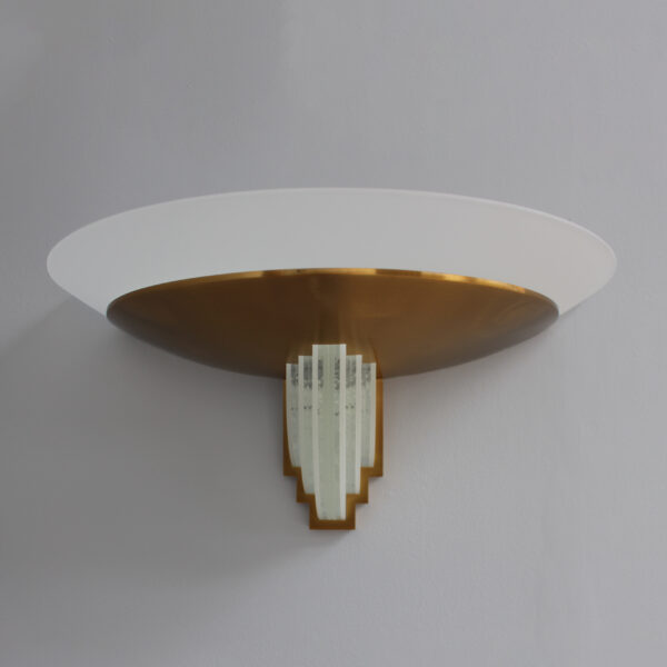 A Fine French Art Deco Bronze and Cut Glass Sconce by Perzel - Image 6