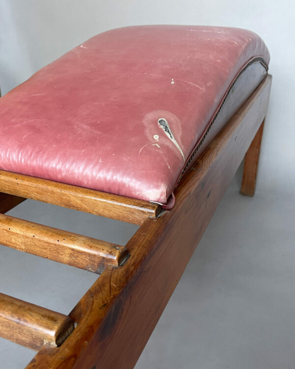 Unusual French Pine and Leather 1940s Benchin - Image 15