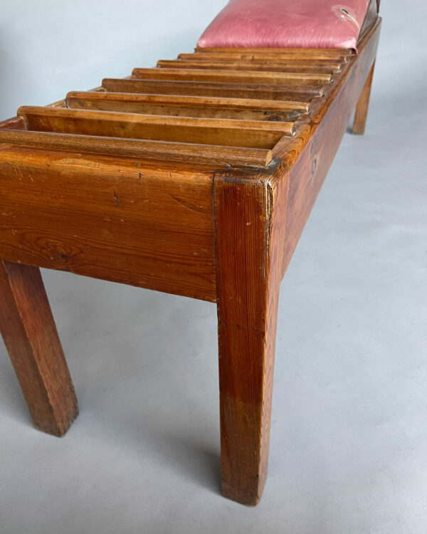 Unusual French Pine and Leather 1940s Benchin - Image 19