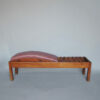 Unusual French Pine and Leather 1940s Benchin - Image 2