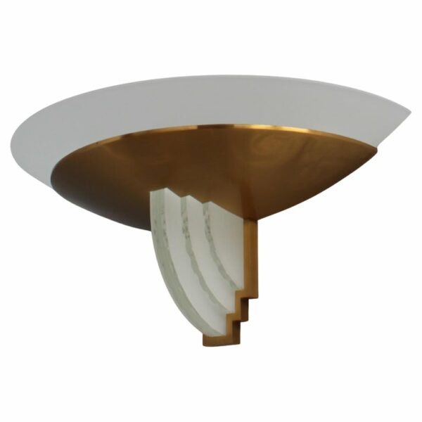 A Fine French Art Deco Bronze and Cut Glass Sconce by Perzel