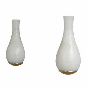 Pair of Fine French 1960's White "Craquele" Sconces by Jean Perzel
