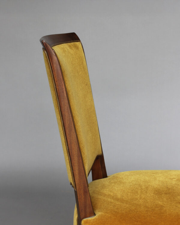 6 Fine French 1940s Mahogany Dining Chairs by Jules Leleu - Image 12