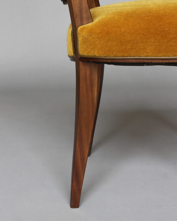 6 Fine French 1940s Mahogany Dining Chairs by Jules Leleu - Image 13