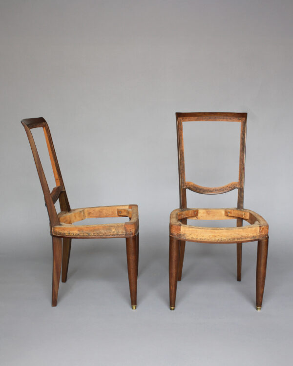6 Fine French 1940s Mahogany Dining Chairs by Jules Leleu - Image 4