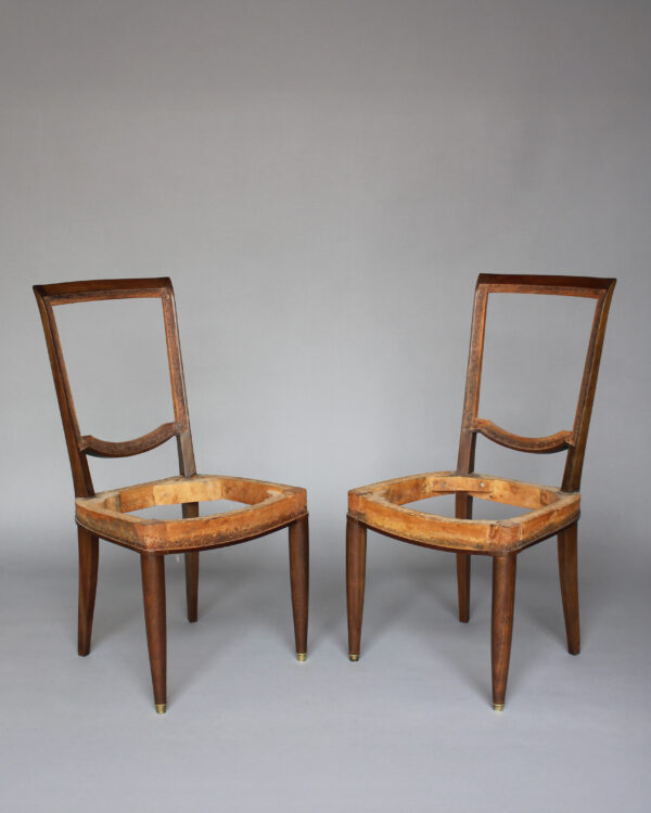 6 Fine French 1940s Mahogany Dining Chairs by Jules Leleu - Image 5
