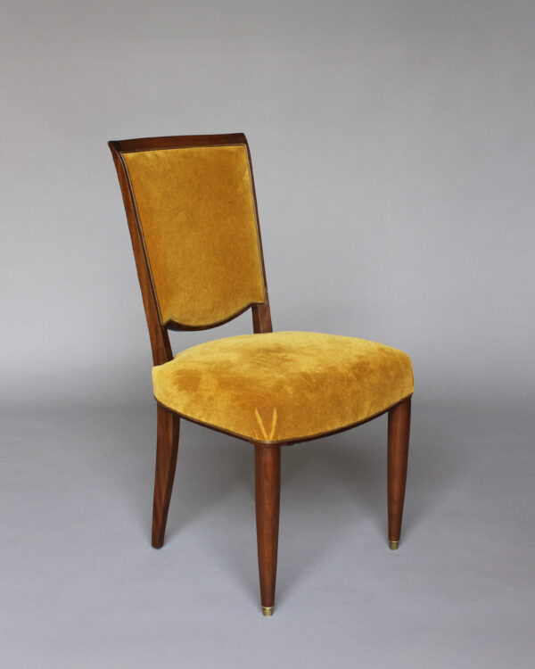 6 Fine French 1940s Mahogany Dining Chairs by Jules Leleu - Image 7