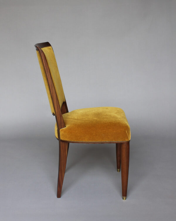 6 Fine French 1940s Mahogany Dining Chairs by Jules Leleu - Image 8