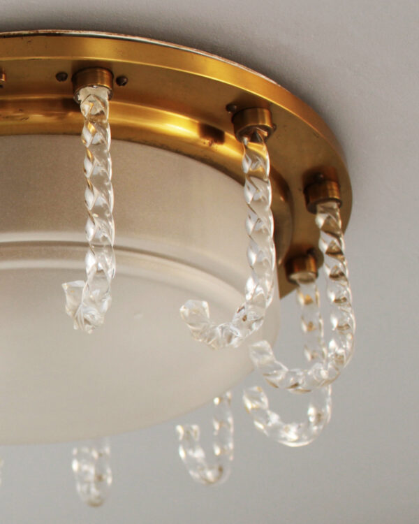 Rare Fine French 1950s Glass and Brass Flush Mount by Leleu - Image 9