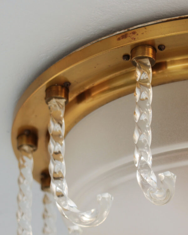 Rare Fine French 1950s Glass and Brass Flush Mount by Leleu - Image 8