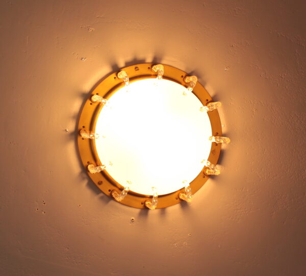 Rare Fine French 1950s Glass and Brass Flush Mount by Leleu - Image 10