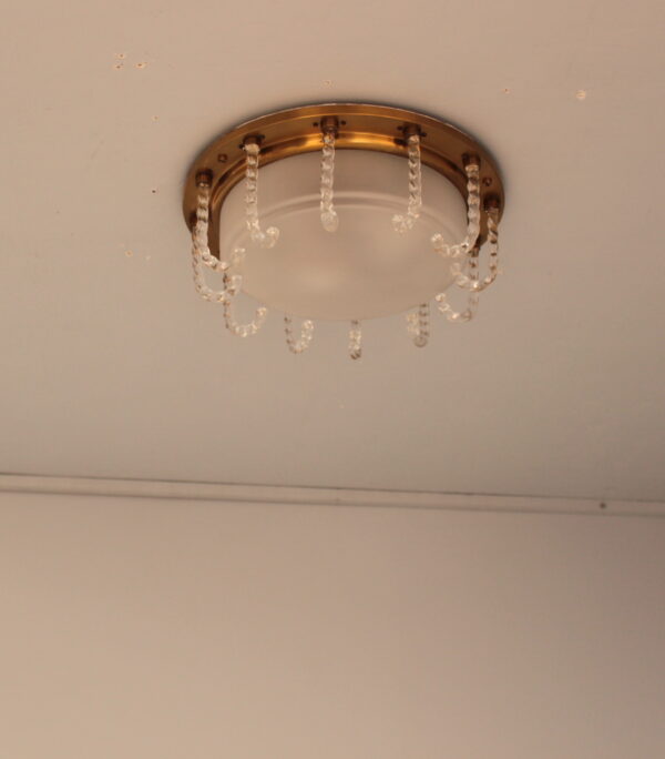 Rare Fine French 1950s Glass and Brass Flush Mount by Leleu - Image 4