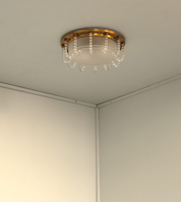 Rare Fine French 1950s Glass and Brass Flush Mount by Leleu - Image 11