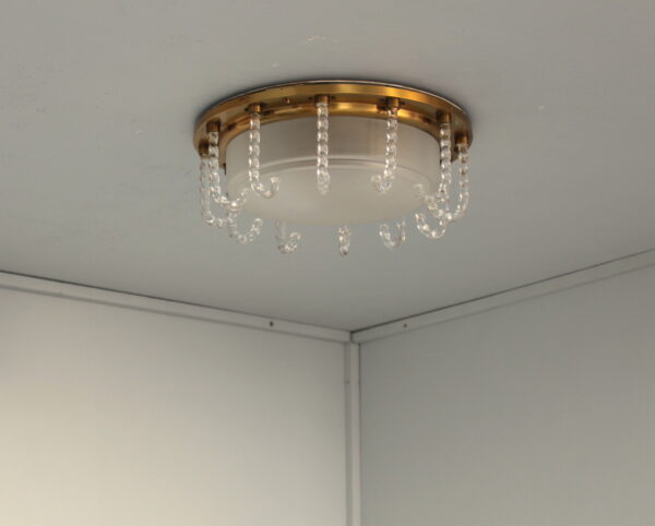 Rare Fine French 1950s Glass and Brass Flush Mount by Leleu - Image 2