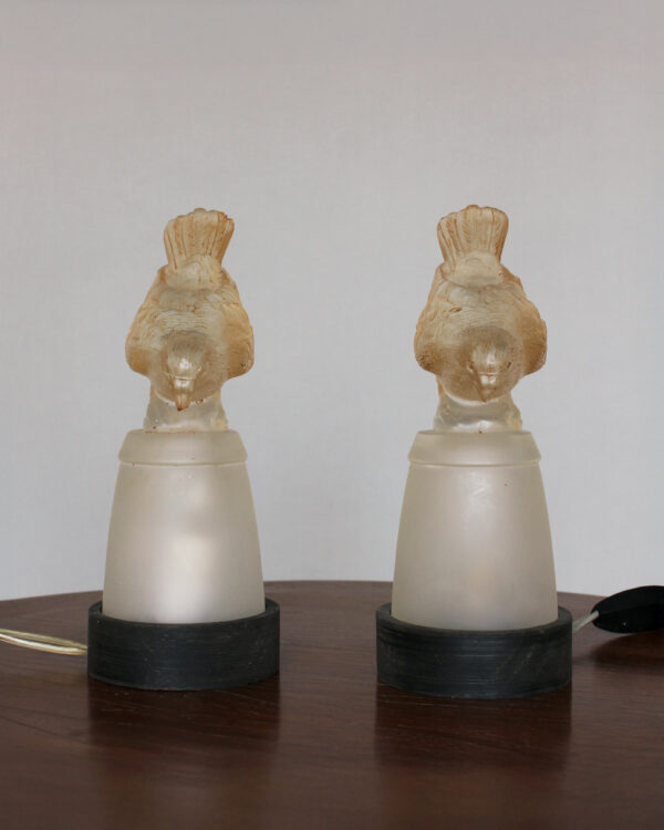 Pair of Fine French Art Deco Bird Night Lights in Molded Glass by Verlys - Image 2