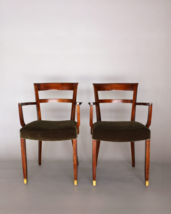 Pair of Fine French Art Deco Mahogany Armchairs by Jules Leleu - Image 2
