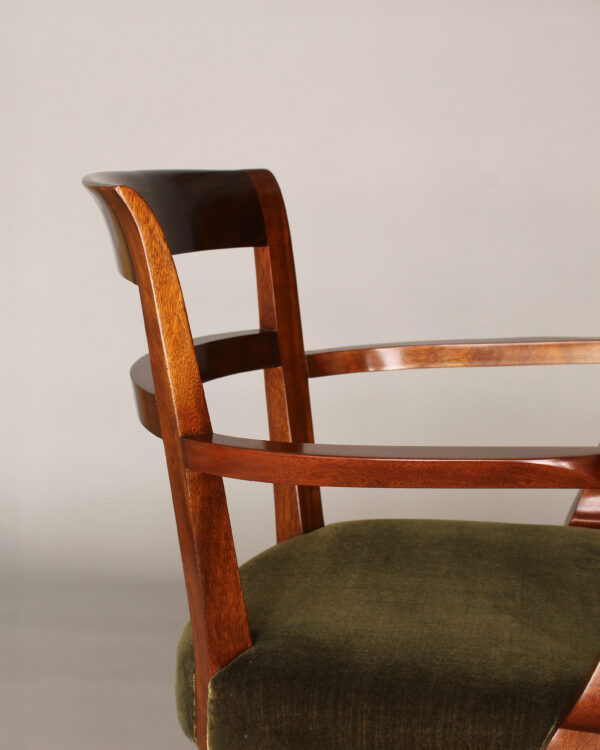 Pair of Fine French Art Deco Mahogany Armchairs by Jules Leleu - Image 11