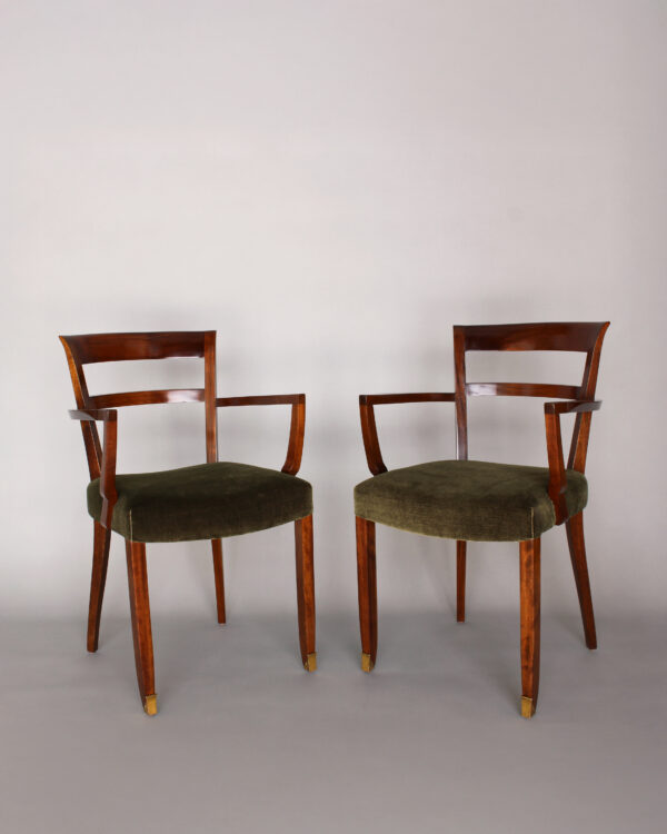 Pair of Fine French Art Deco Mahogany Armchairs by Jules Leleu - Image 3
