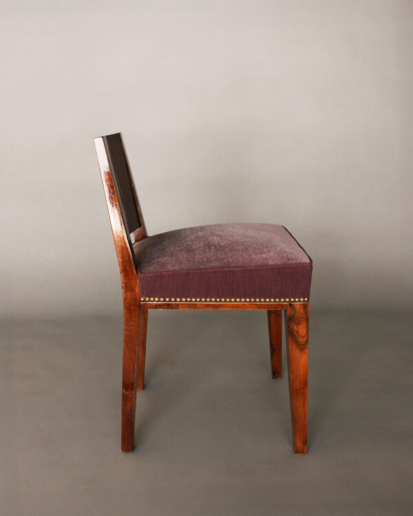 A Fine French Art Deco Walnut Side Chair - Image 4