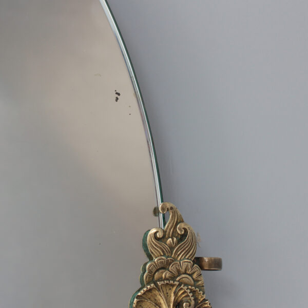 Fine French Art Deco Oval Mirror with a Solid Brass Frame - Image 8