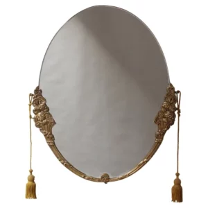 Fine French Art Deco Oval Mirror with a Solid Brass Frame