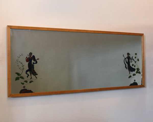 Large 1950th Illuminated Wood Framed Mirror - Image 2