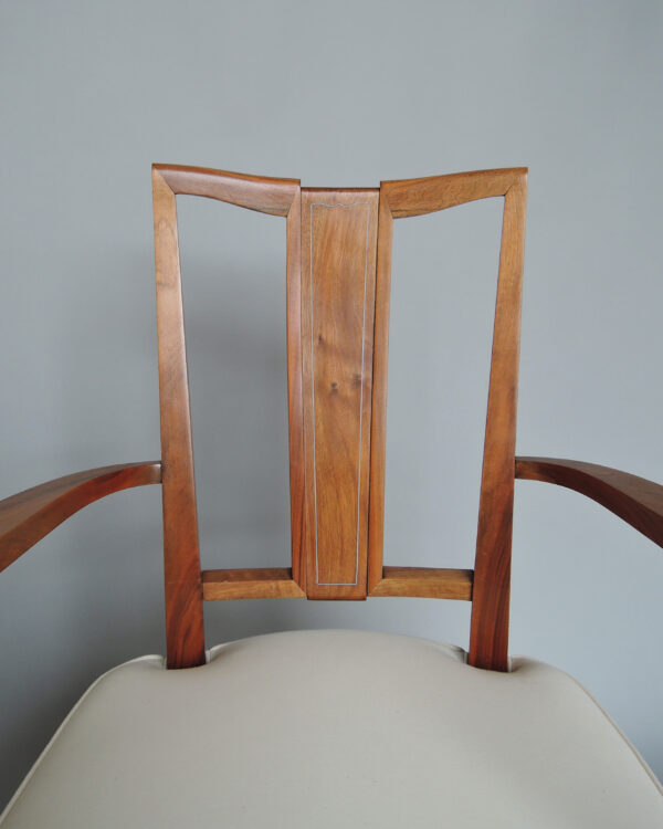 Set of 8 Fine French Art Deco Walnut Chairs by Dominique (6 Side and 2 Arm) - Image 9