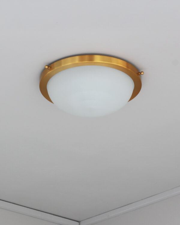 Fine French 1950s Glass and Brass Flush Mount/ Sconce by Jean Perzel - Image 2