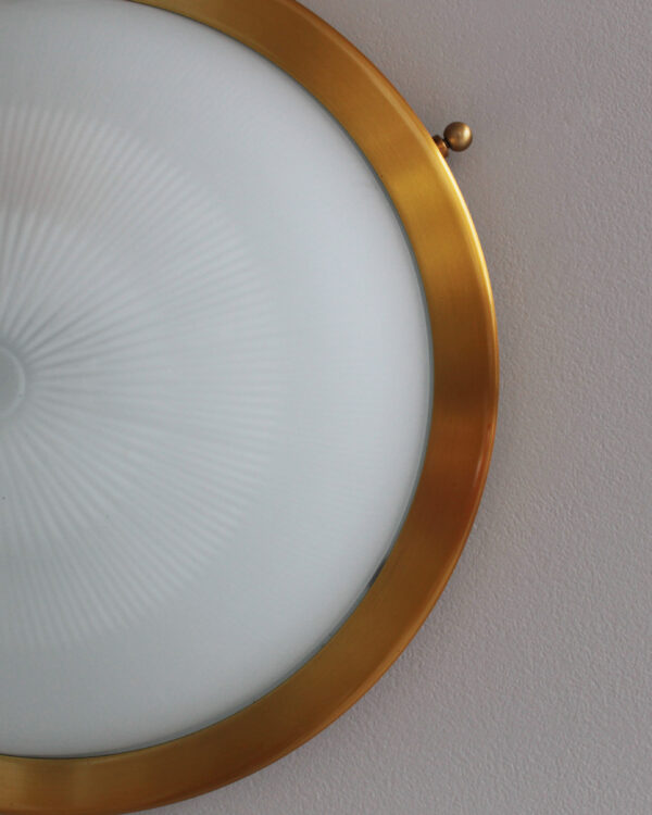 Fine French 1950s Glass and Brass Flush Mount/ Sconce by Jean Perzel - Image 11