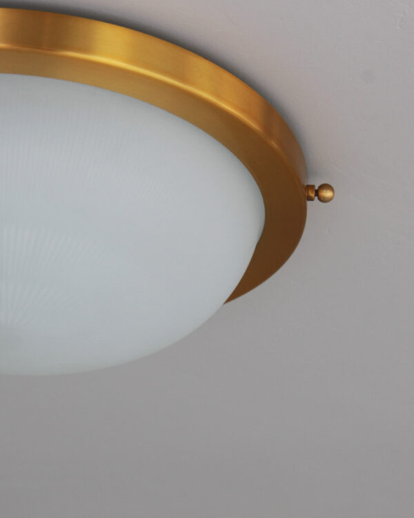 Fine French 1950s Glass and Brass Flush Mount/ Sconce by Jean Perzel - Image 12