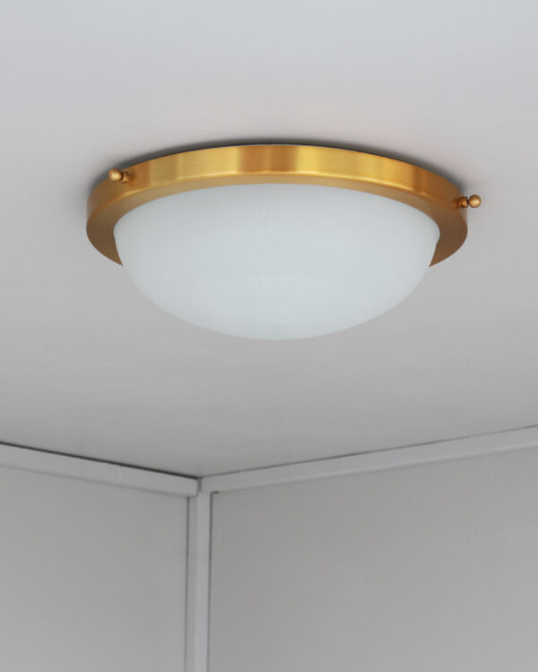 Fine French 1950s Glass and Brass Flush Mount/ Sconce by Jean Perzel - Image 3